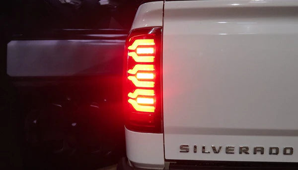 14-18 Chevrolet Silverado 1500 / 15-19 Silverado 2500HD/3500HD / 15-19 GMC Sierra 3500HD Dually LUXX-Series LED Tail Lights Alpha-Black - 620040