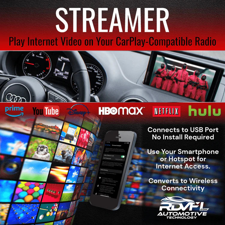 RDVFL Streamer Android 13 wireless CarPlay and Android Auto adapter with full streaming, dual-zone HDMI, and 4G SIM — sold by Saint Nordic Custom Autoworks