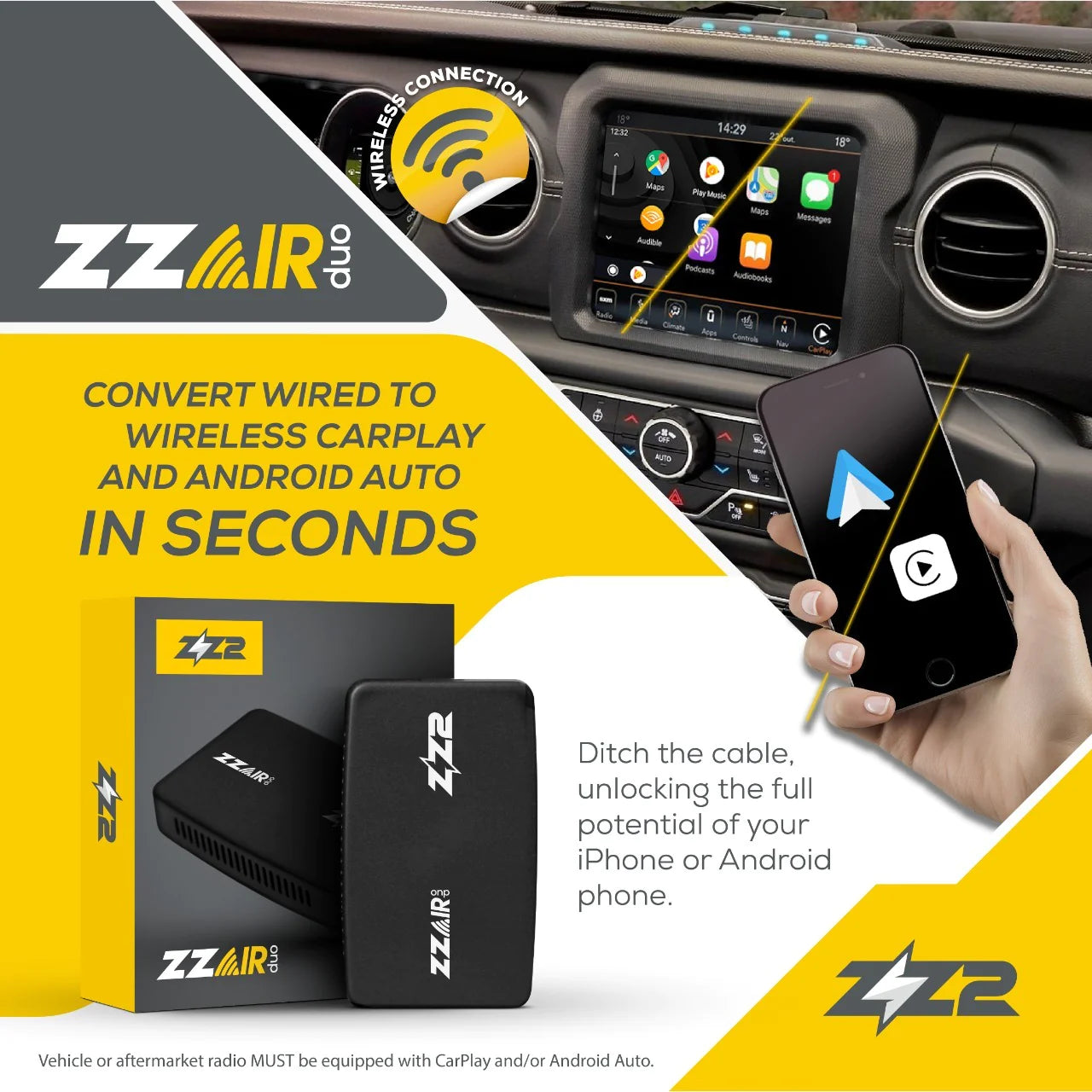 ZZAIR-DUO | Wired to Wireless Apple Carplay / Android Auto – Saint