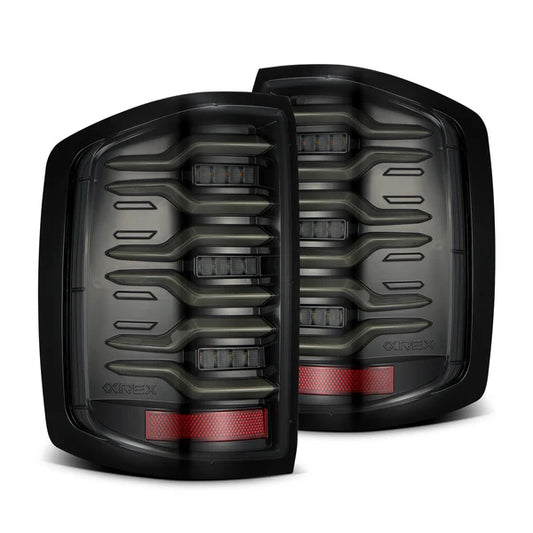 14-18 Chevrolet Silverado 1500 / 15-19 Silverado 2500HD/3500HD / 15-19 GMC Sierra 3500HD Dually LUXX-Series LED Tail Lights Alpha-Black - 620040