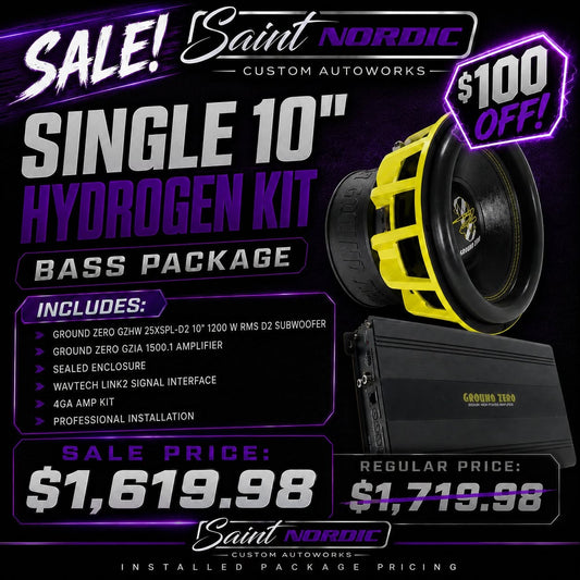 GROUND ZERO · SINGLE 10" · 1200W RMS / HYDROGEN KIT